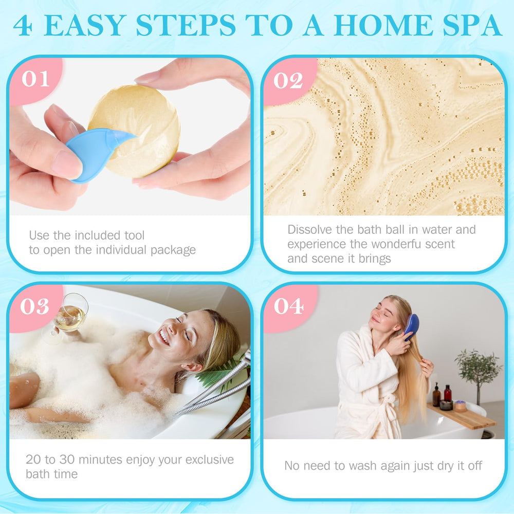 BlissfulOasis sea bath bomb adds oceanic aroma and bright bubbles.