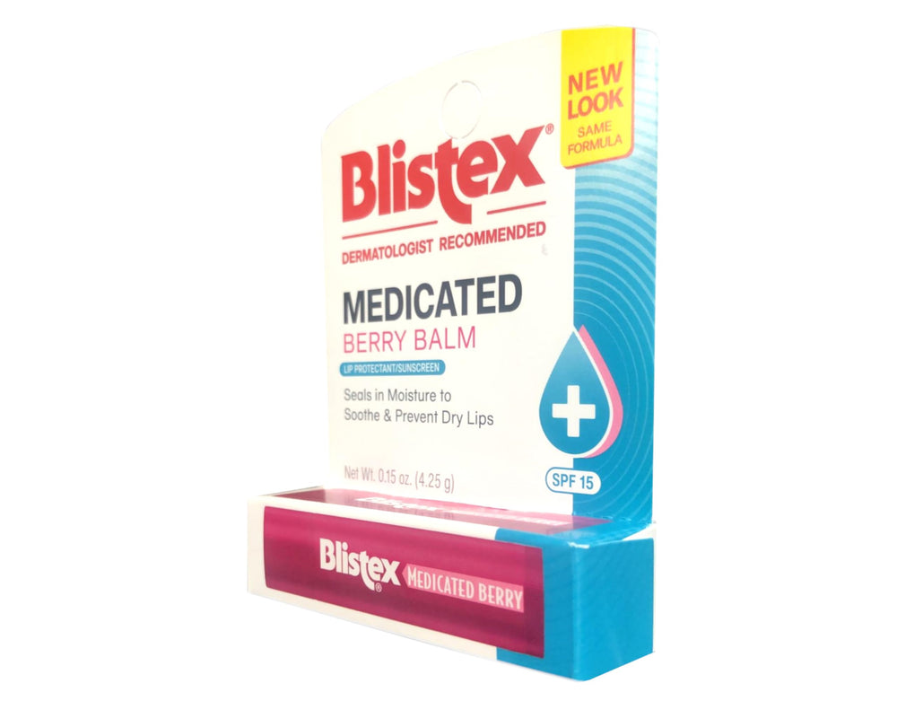 Blistex bálsamo labial medicado de frutos rojos, hidratación duradera para labios secos