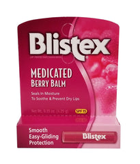 Blistex bálsamo labial medicado SPF 15 sabor frambuesa para confort, hidratación y protección.