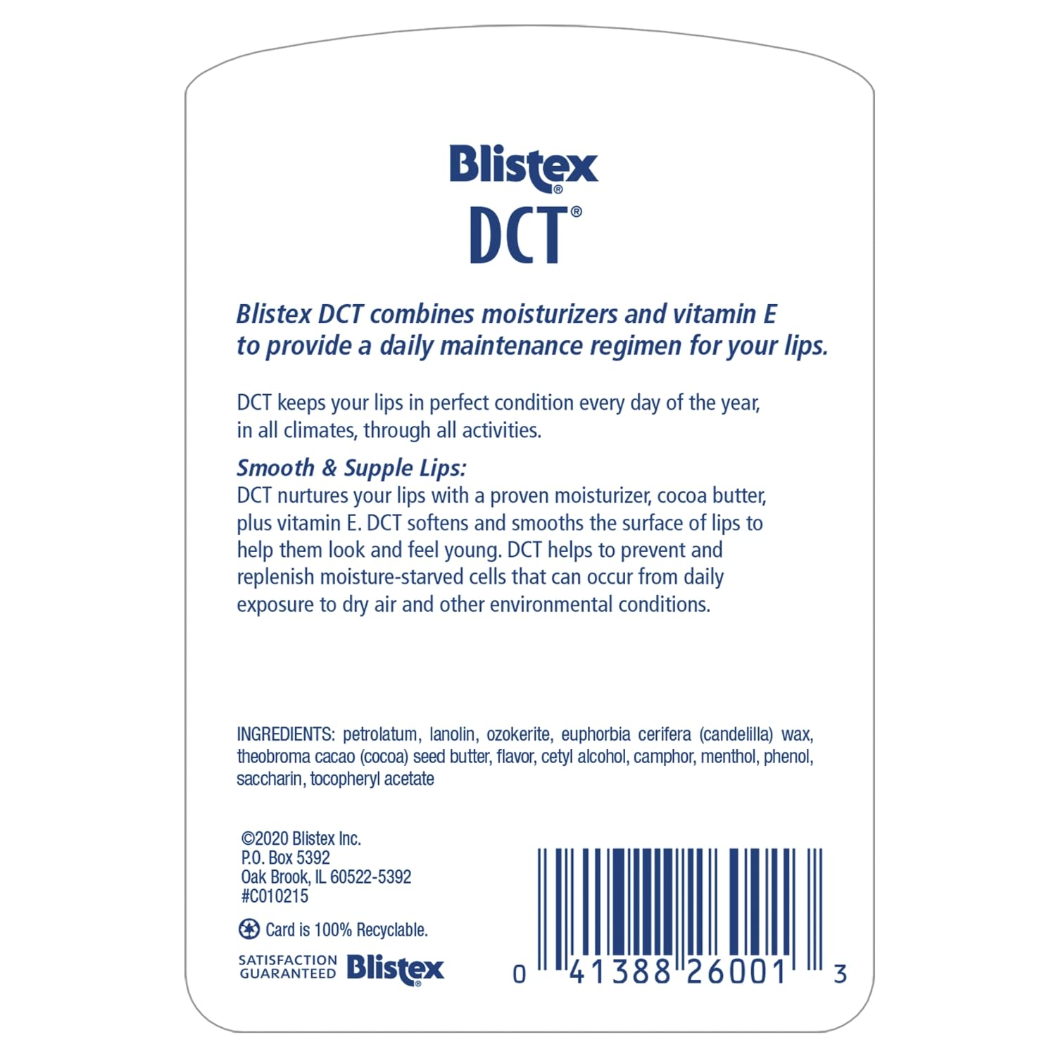 Blistex DCT pack-of-12 lip care keeps lips moisturized year-round for daily protection.