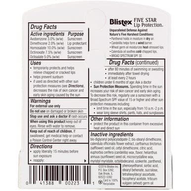 Blistex Five Star lip protection SPF 30 pack of 12 for family lip care.