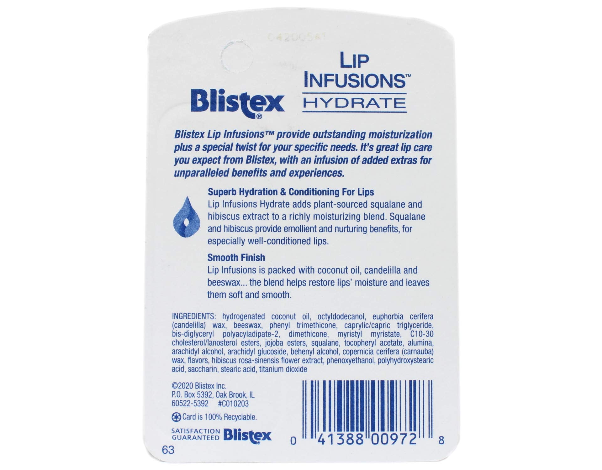 Blistex Lip Infusions Hydrate open-pack image indicates convenient 3-pack