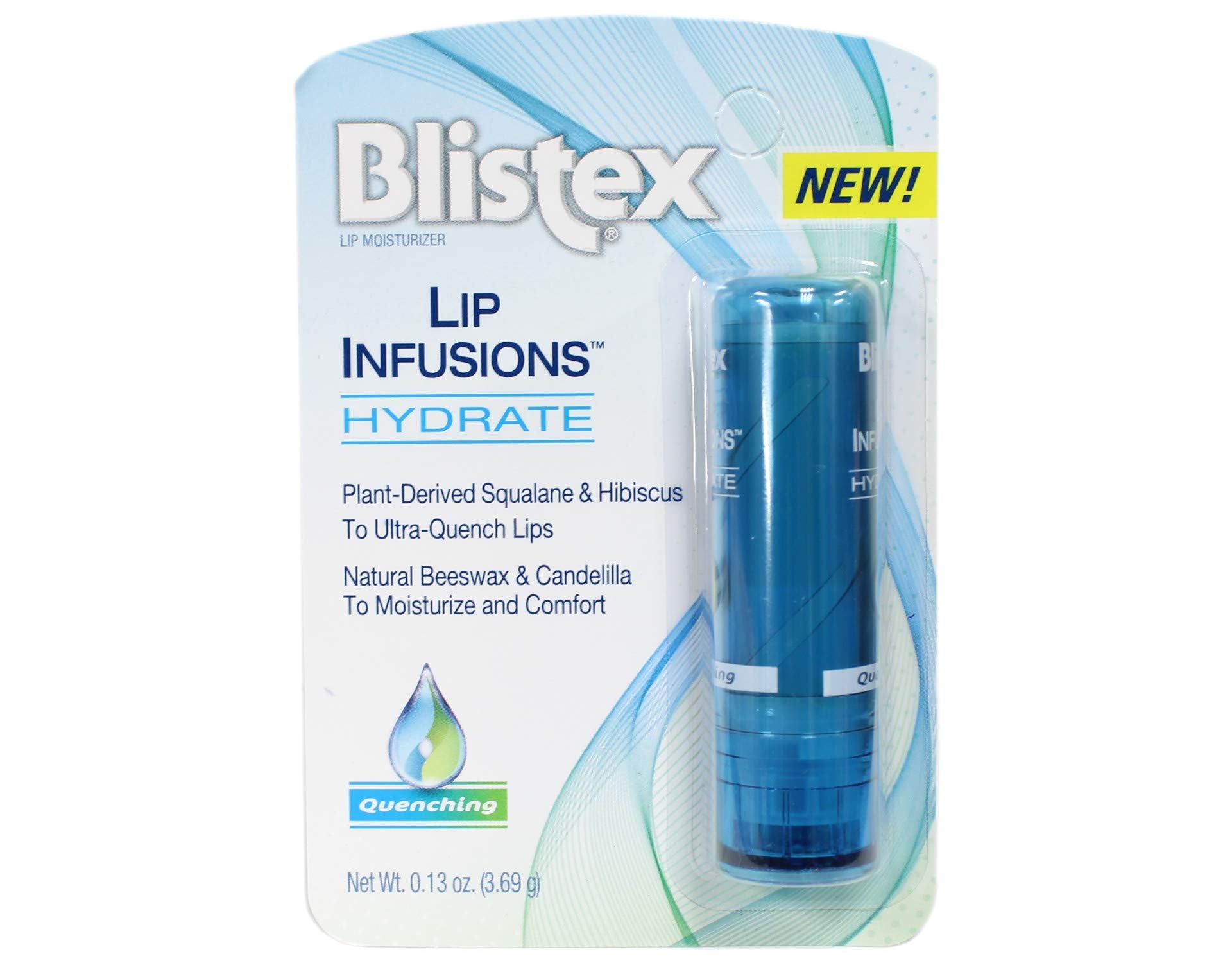 Blistex Lip Infusions Hydrate packaging showcases premium hydration for busy mornings.