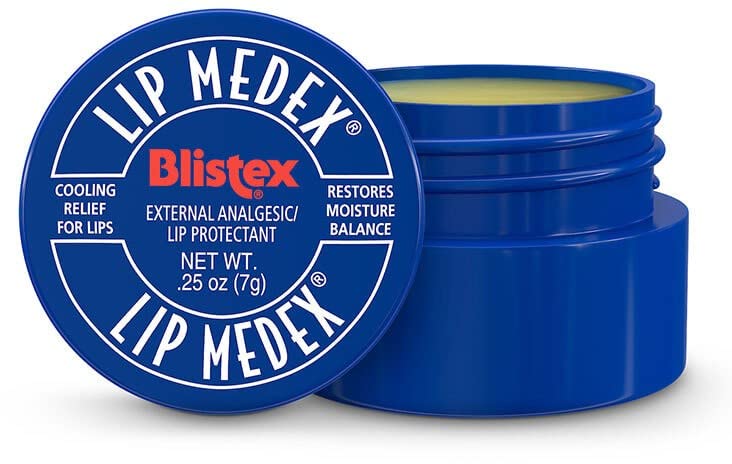 Blistex Lip Medex tube closeup showing soothing formula for quick relief and hydration