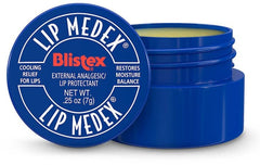 Blistex Lip Medex tube closeup showing soothing formula for quick relief and hydration