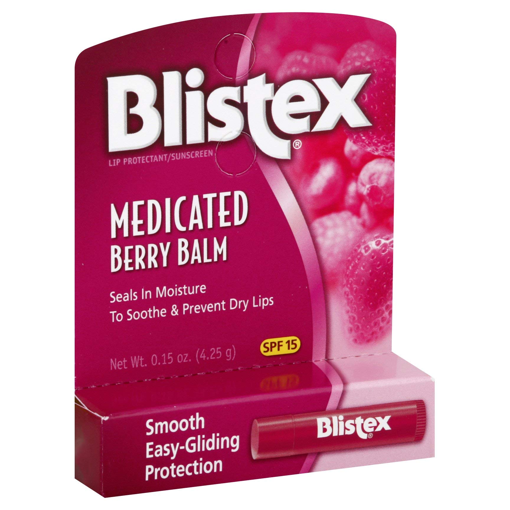 Blistex Medicated Berry Lip Balm tubes in a 24-pack offering moisture protection.