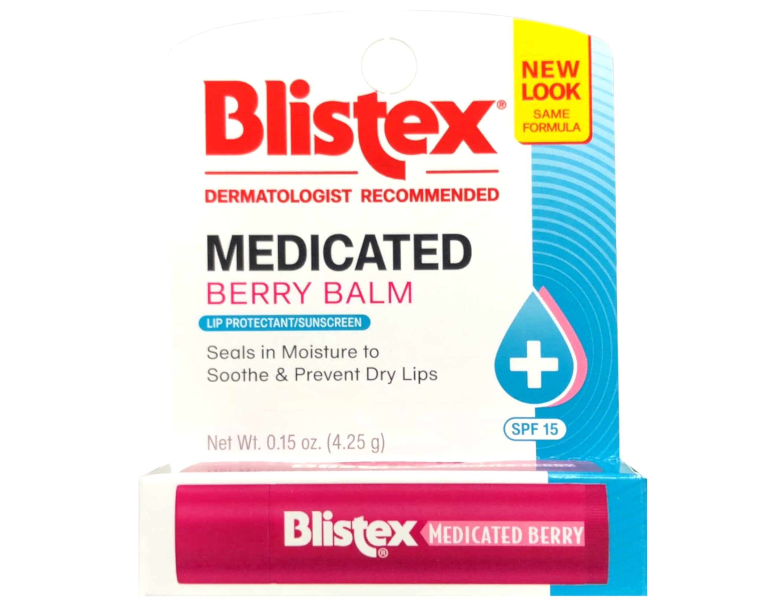 Daily use leaves lips feeling smoother with Blistex Medicated Lip Balm Berry.