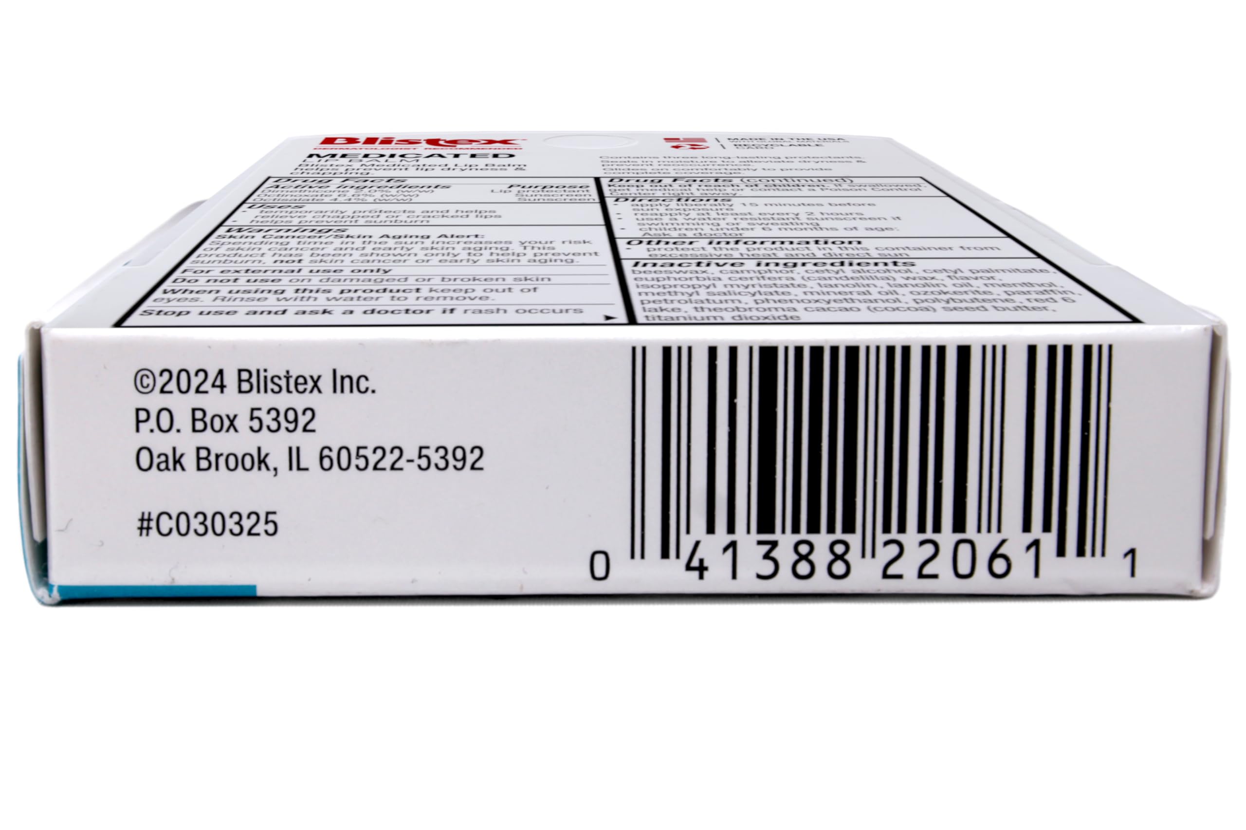 Blistex Medicated Lip Balm SPF 15 moisture seal prevents dryness.