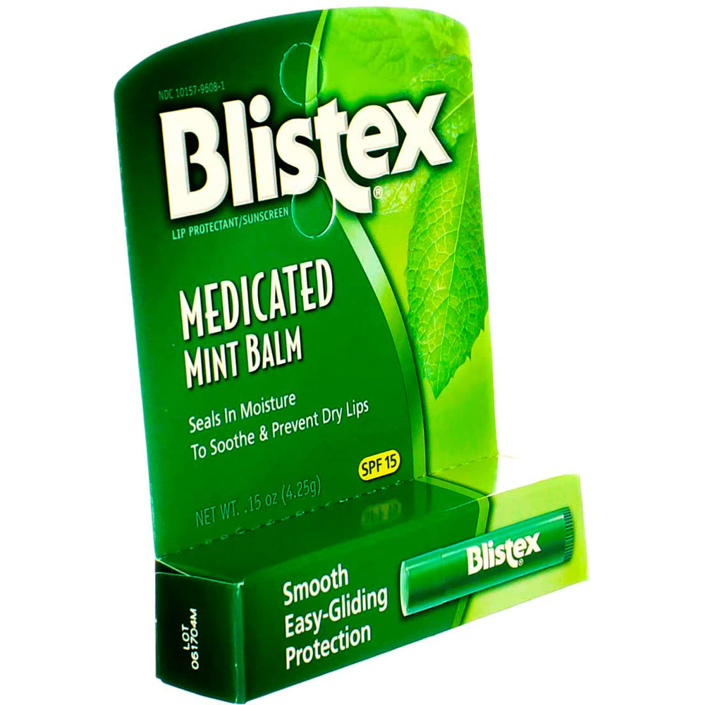 Blistex Medicated Mint Balm SPF 15 twist-up demonstrates easy application