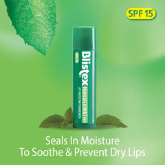 Blistex Medicated Mint Lip Balm SPF 15 lip care protects outdoors.