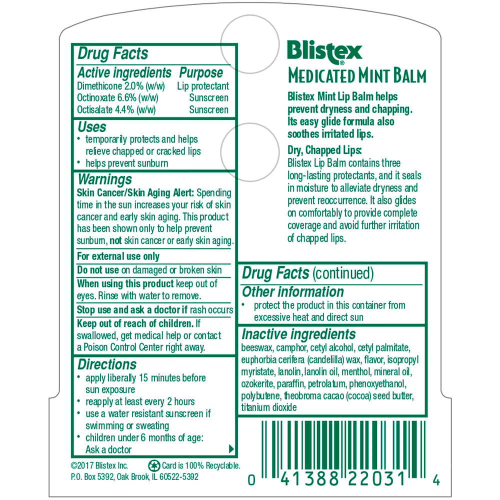 Bulk pack of 24 Blistex Medicated Mint Lip Balm tubes for daily use.