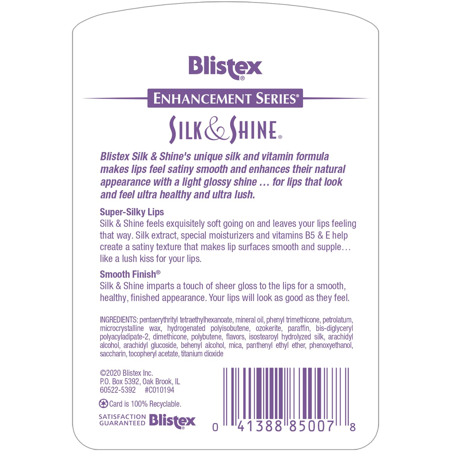 Blistex Silk & Shine gloss-on-lips demonstrates a subtle glossy finish.