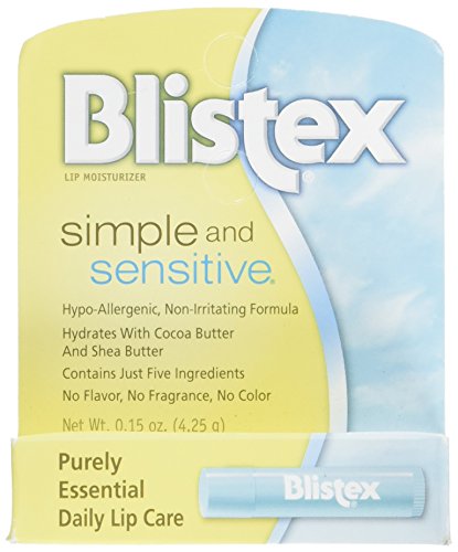 Blistex Simple and Sensitive Lip Moisturizer being applied provides soothing relief during daily use