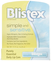 Blistex Simple and Sensitive Lip Moisturizer being applied provides soothing relief during daily use