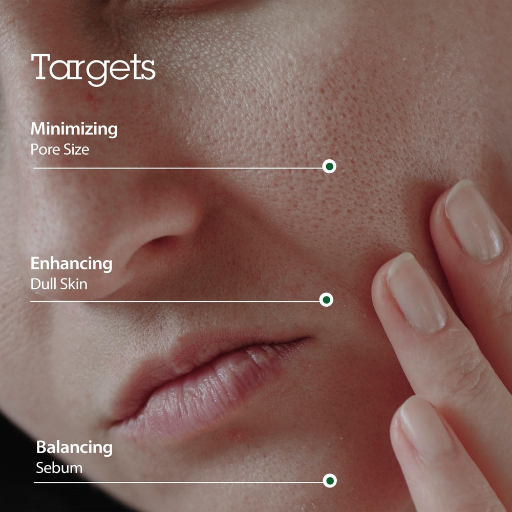 BLITHE Targeted Pore Serum swirl on skin demonstrates quick absorption and pore-minimizing potential