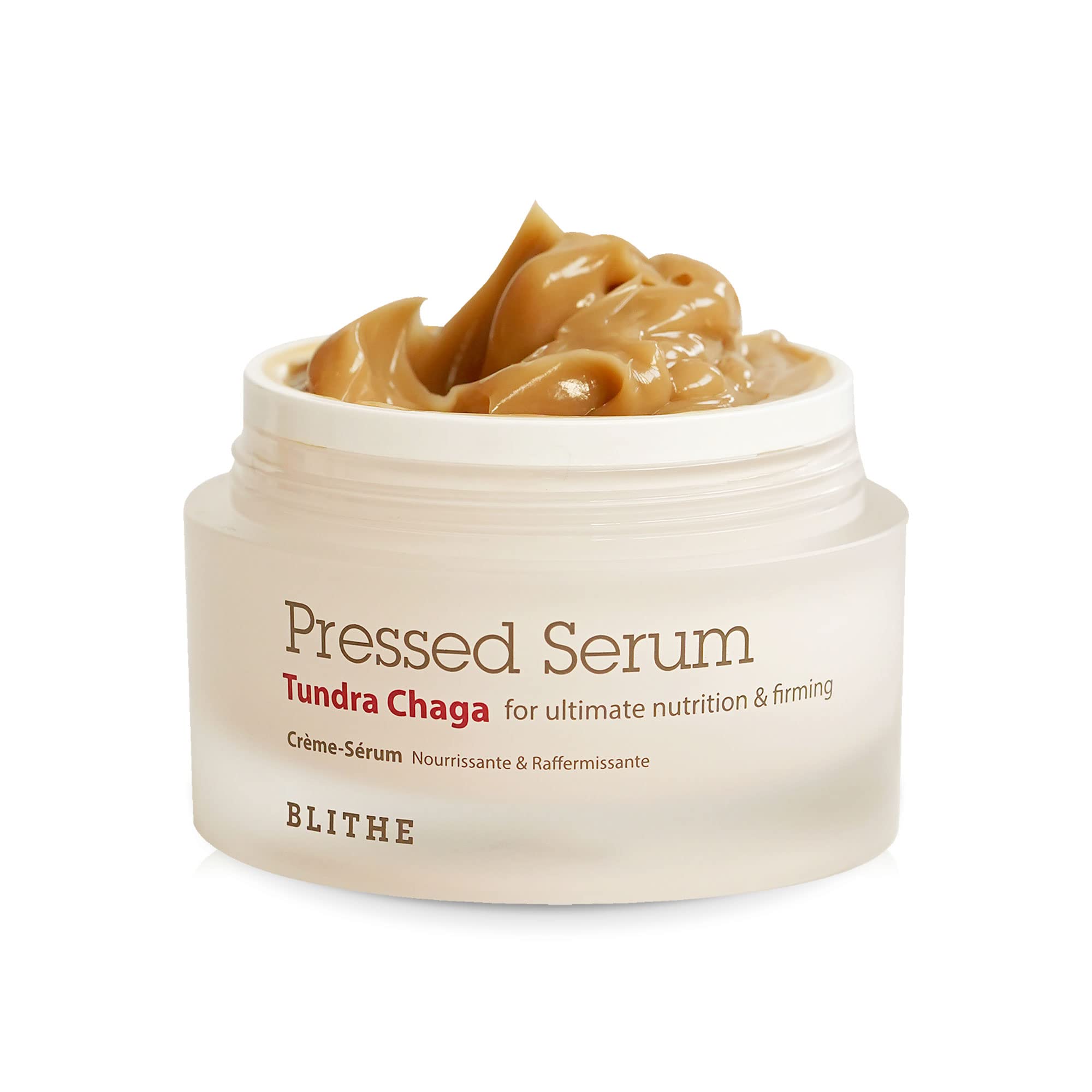 BLITHE Tundra Chaga pressed serum jar closeup highlighting rich hydration