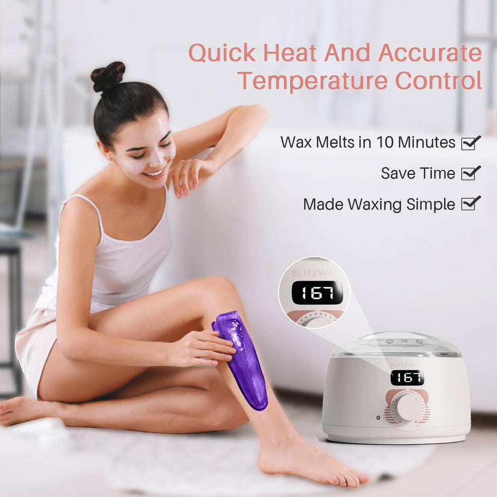 BLITZWAX digital hard wax warmer in rose quartz color