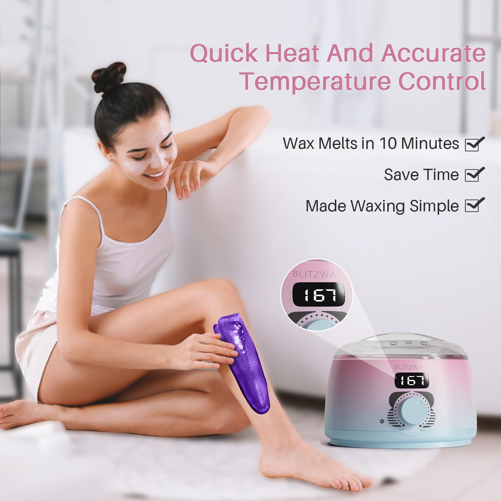 BLITZWAX fast-heat wax warmer heats quickly for efficient grooming sessions.