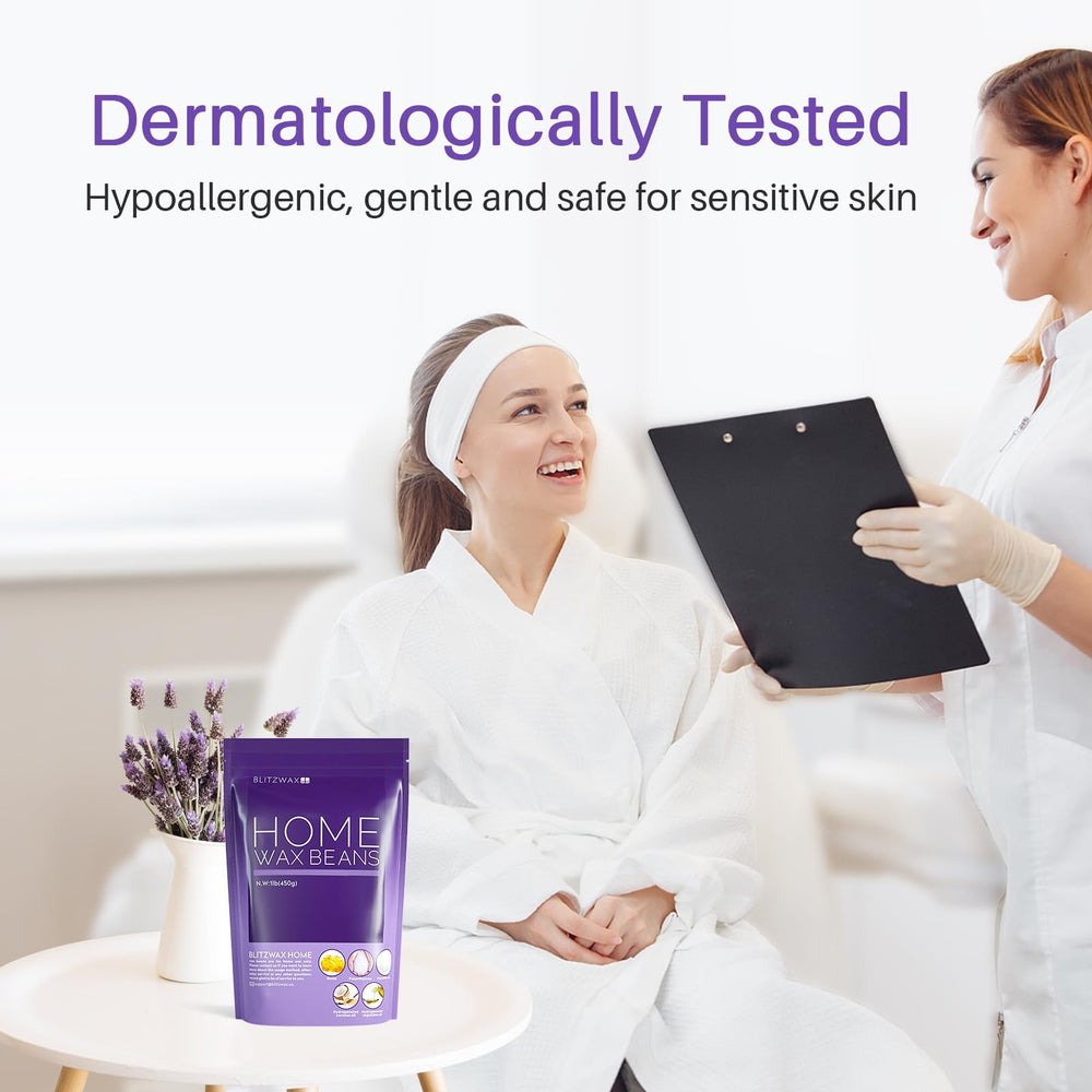 BLITZWAX Lavender hard wax face use demonstrates precise facial hair removal