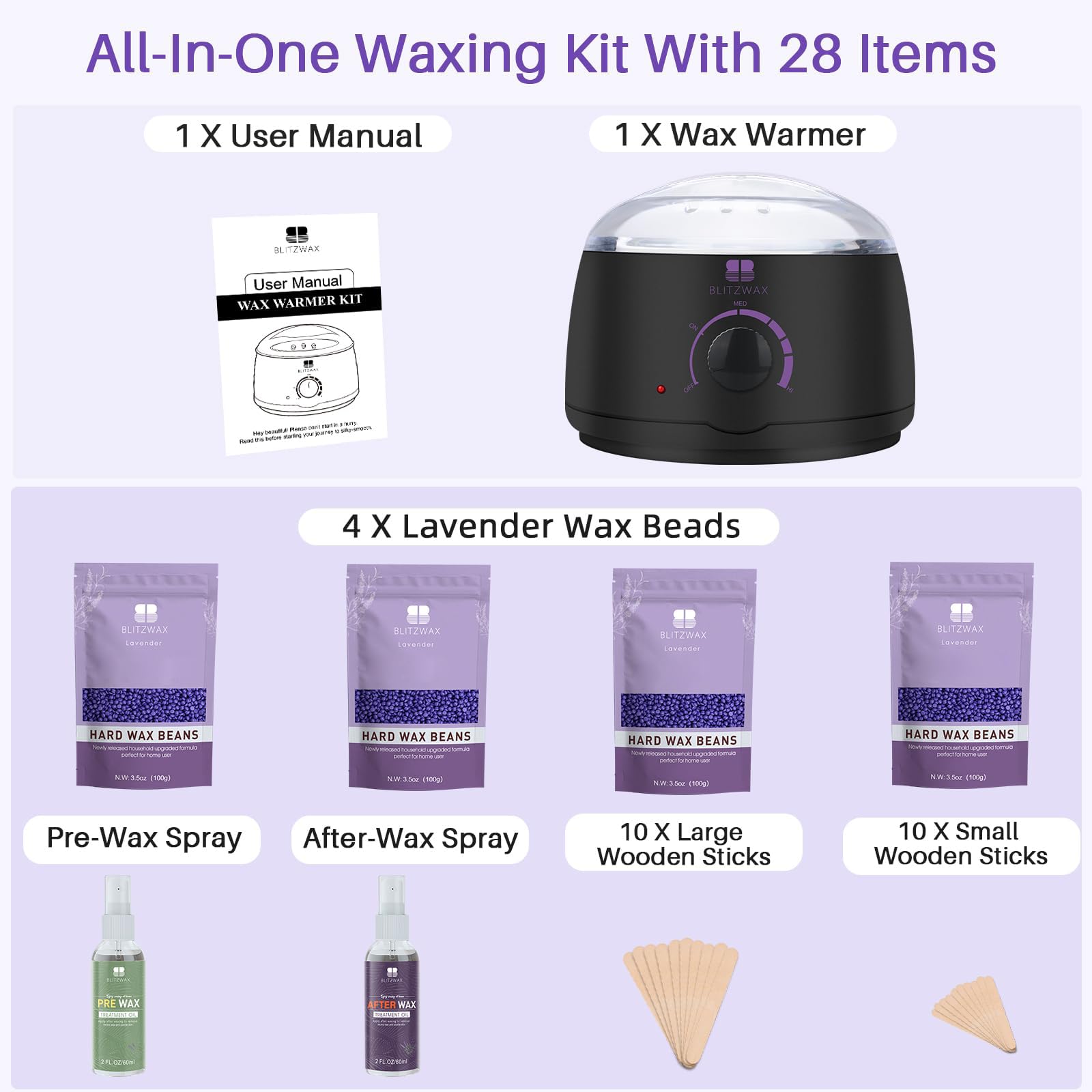 BLITZWAX pre/post wax oils image helps skin prep and aftercare