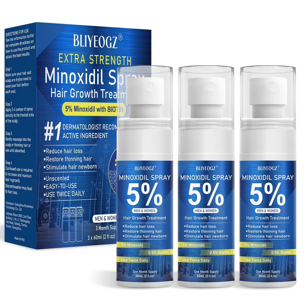 BLIYEOGZ minoxidil spray applied to the scalp for potential regrowth
