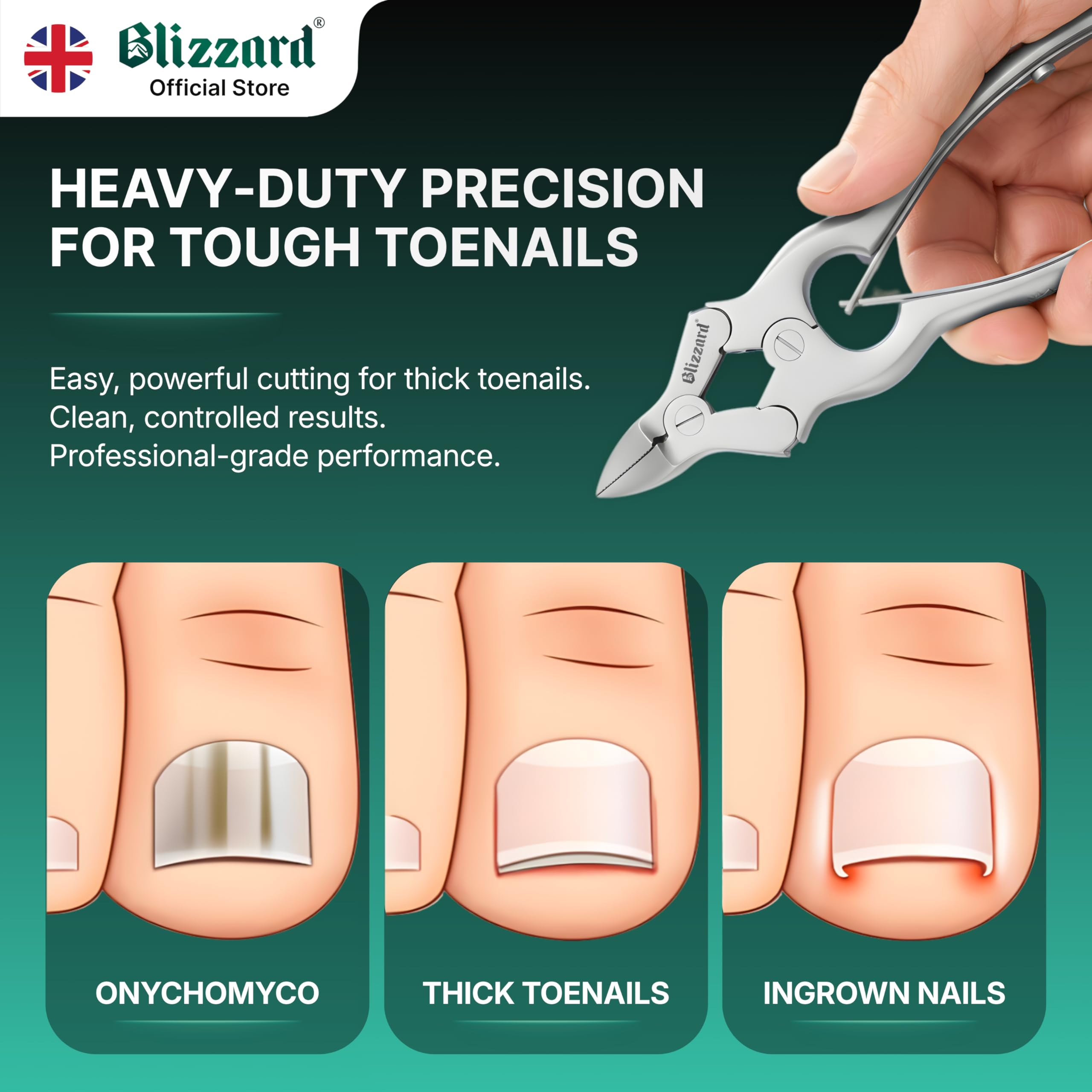 Blizzard acero inoxidable para uñas gruesas y higiene