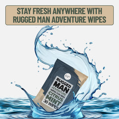 BLKSMITH Refined Man Wipes sandalwood close-up with calming scent.