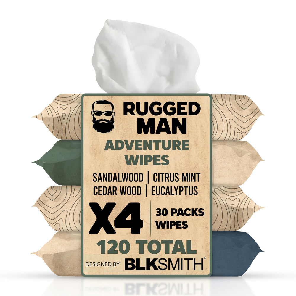 BLKSMITH Refined Man Wipes package shot for quick on-the-go refreshment.