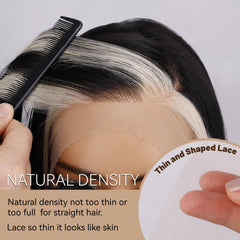 BLL Lace Front Wig Skunk Stripe lace detail shows thin HD lace for invisible melt