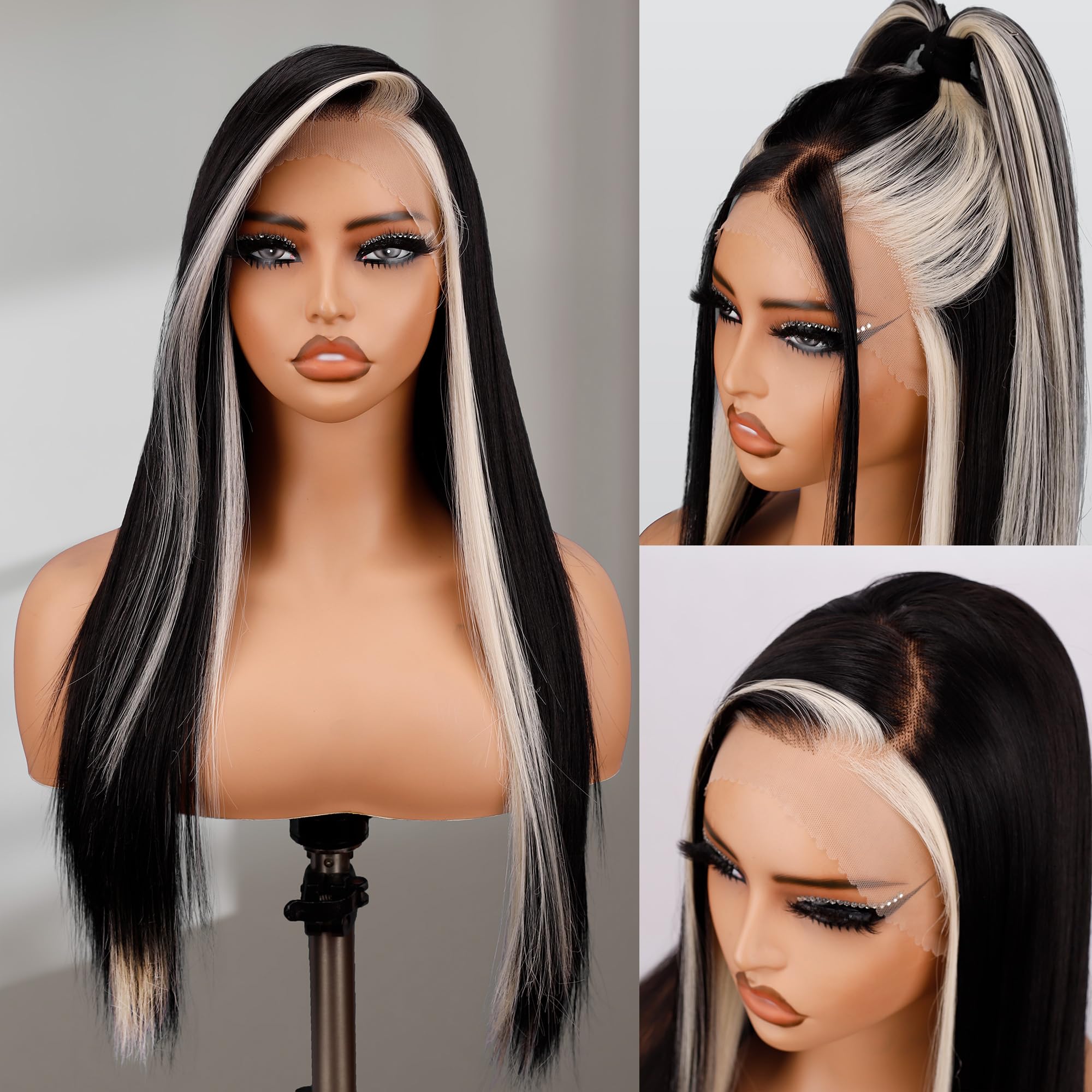 BLL Lace Front Wig Skunk Stripe side view shows seamless melt and versatile styling