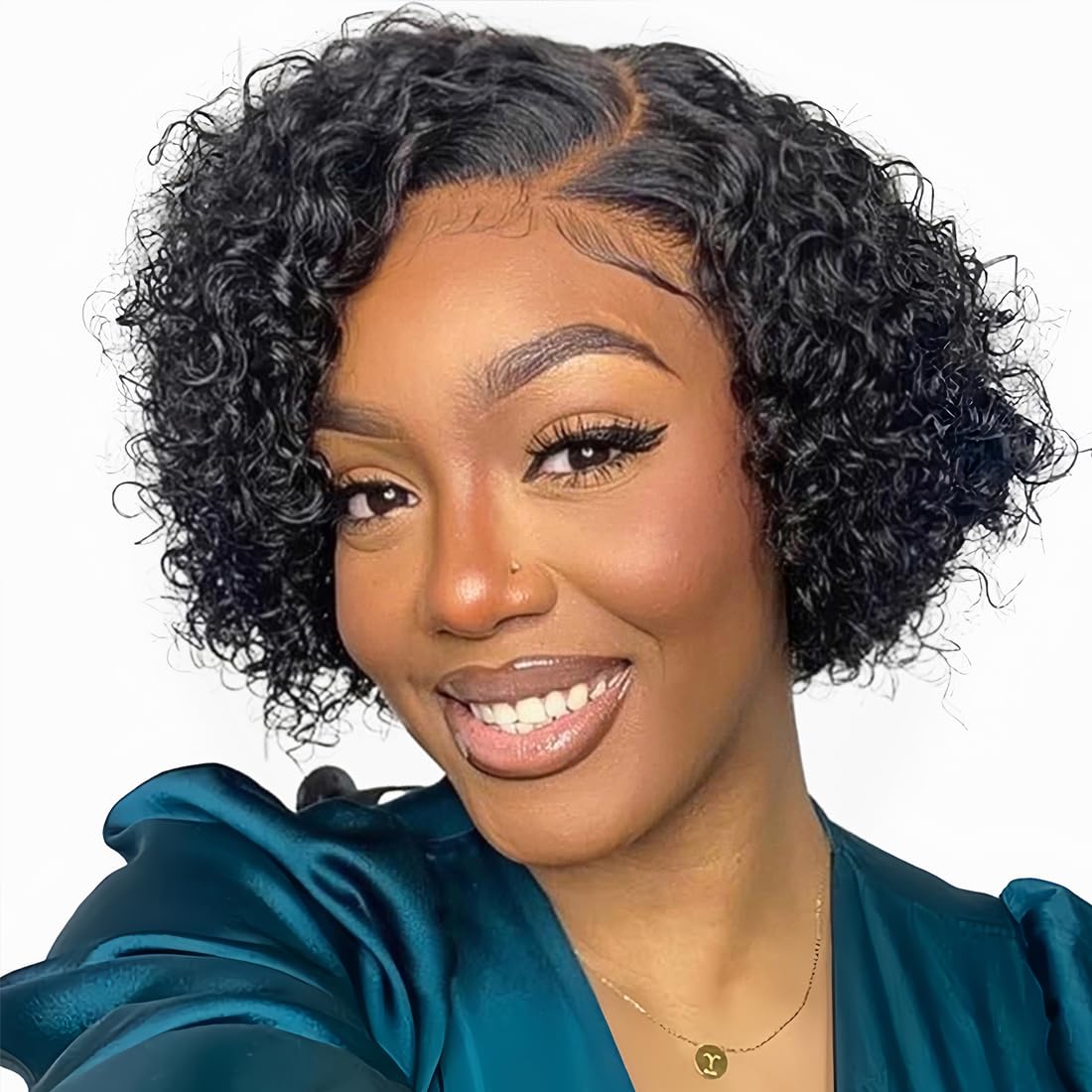 BLOCKICE Pixie Cut Wig front view shows natural hairline and deep wave volume.