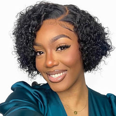 BLOCKICE Pixie Cut Wig front view shows natural hairline and deep wave volume.