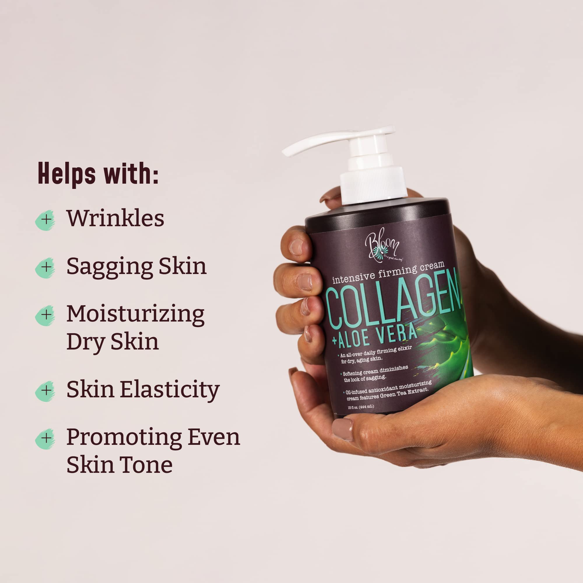 BLOOM IT'S A GREAT SKIN DAY aloe vera body lotion jar delivers hydrating nourishment.