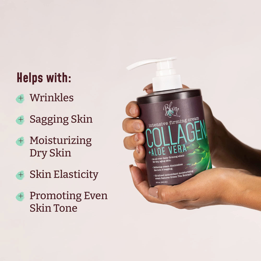 BLOOM IT'S A GREAT SKIN DAY aloe vera body lotion jar delivers hydrating nourishment.