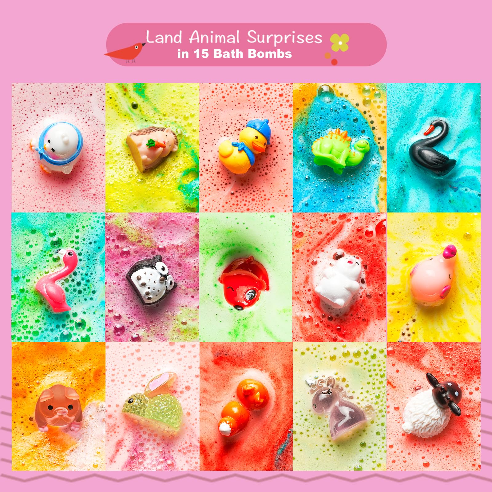 BloomFizzy Jungle Bath Bomb toy-inside reveals surprise animal during bath time.