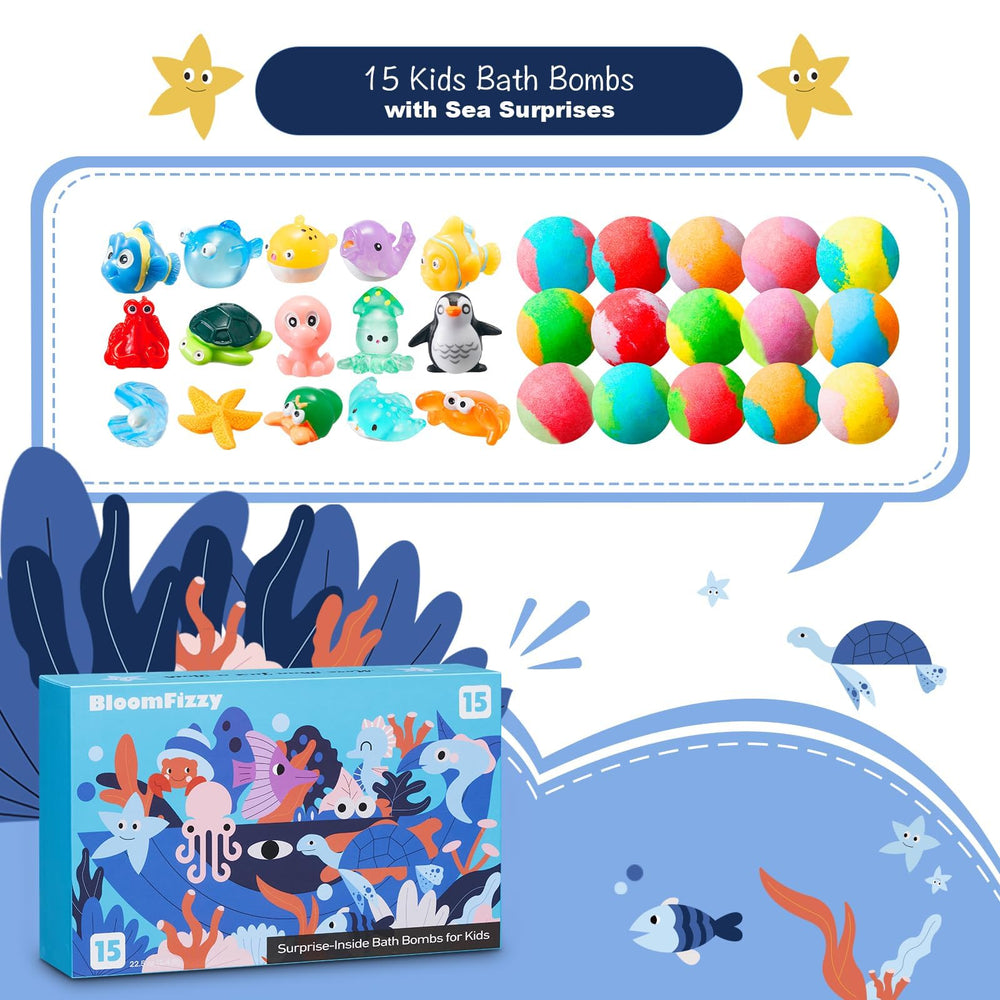 BloomFizzy Sea Surprise bomb with hidden sea toy revealed as fizz fades