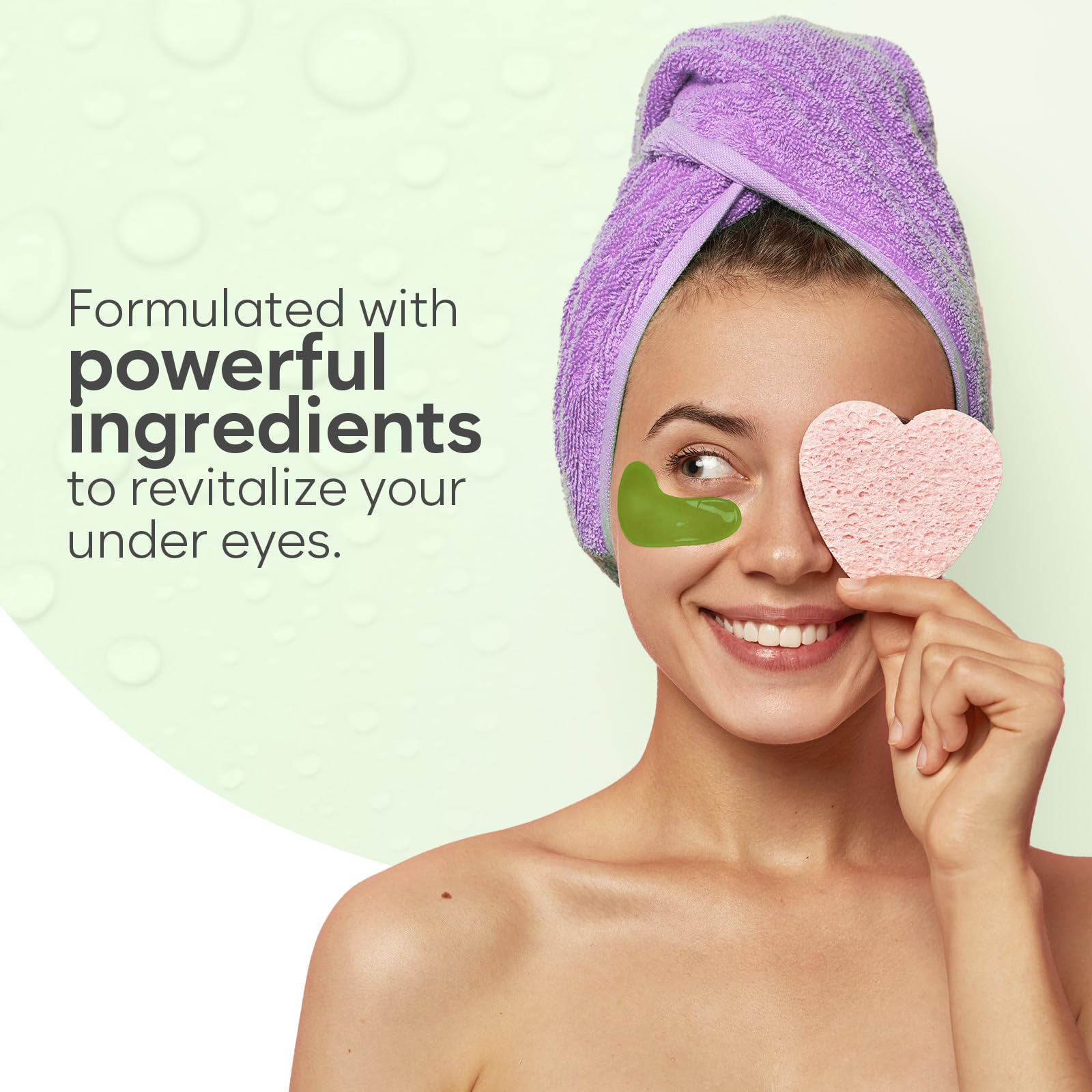 BLOOMORA eye patches being applied under the eye for a refreshing moment