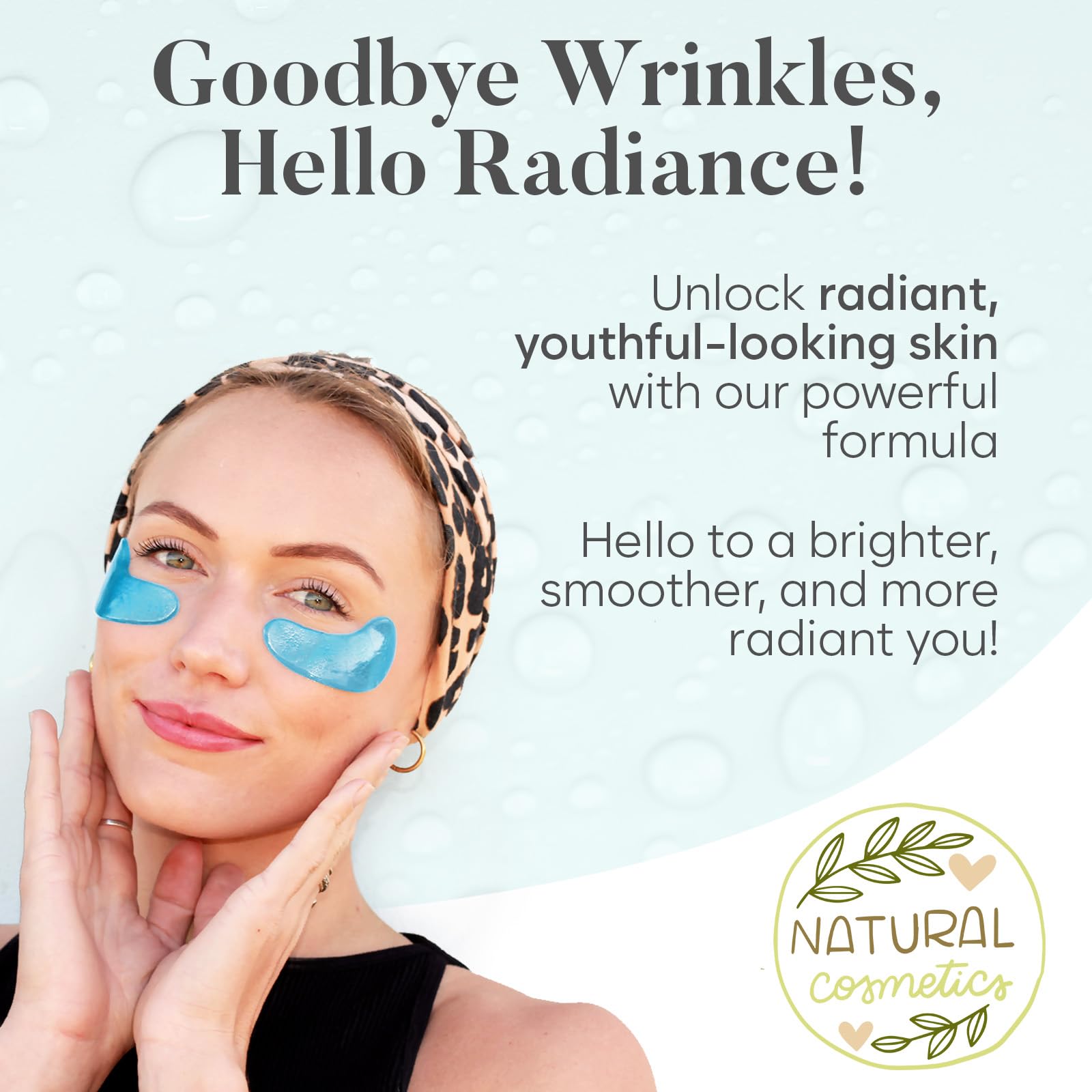 BLOOMORA Patch being applied under-eye for depuffing and refreshed appearance