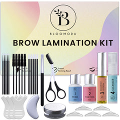Bloomora Eyebrow Lamination Kit packaging showing complete at-home lift solution for beginners