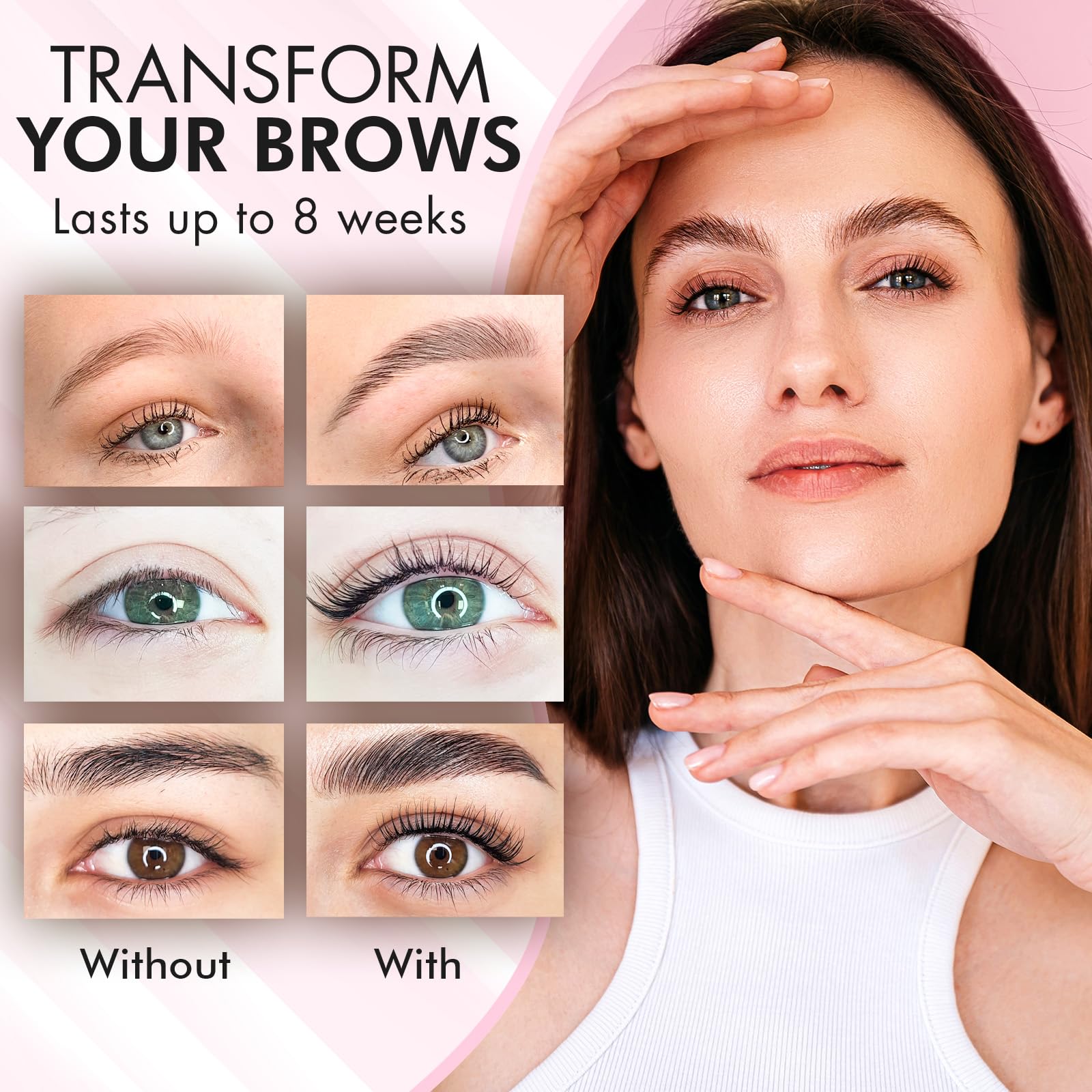 Bloomora Eyebrow Lamination Kit manual pages displayed with multilingual steps