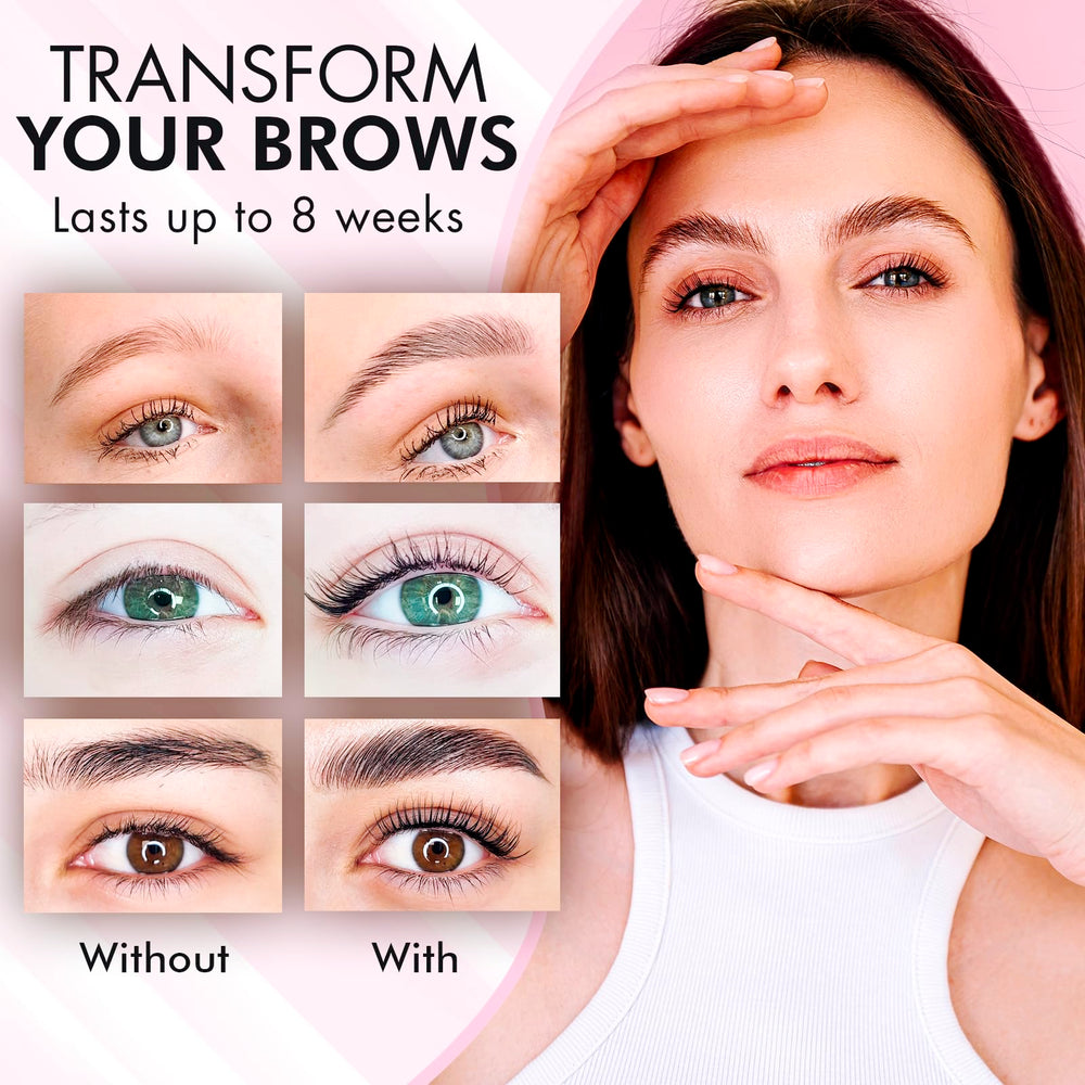 Bloomora Eyebrow Lamination Kit manual pages displayed with multilingual steps
