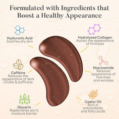 BLOOMORA hyaluronic acid eye patches provide intense hydration for the delicate under-eye skin.