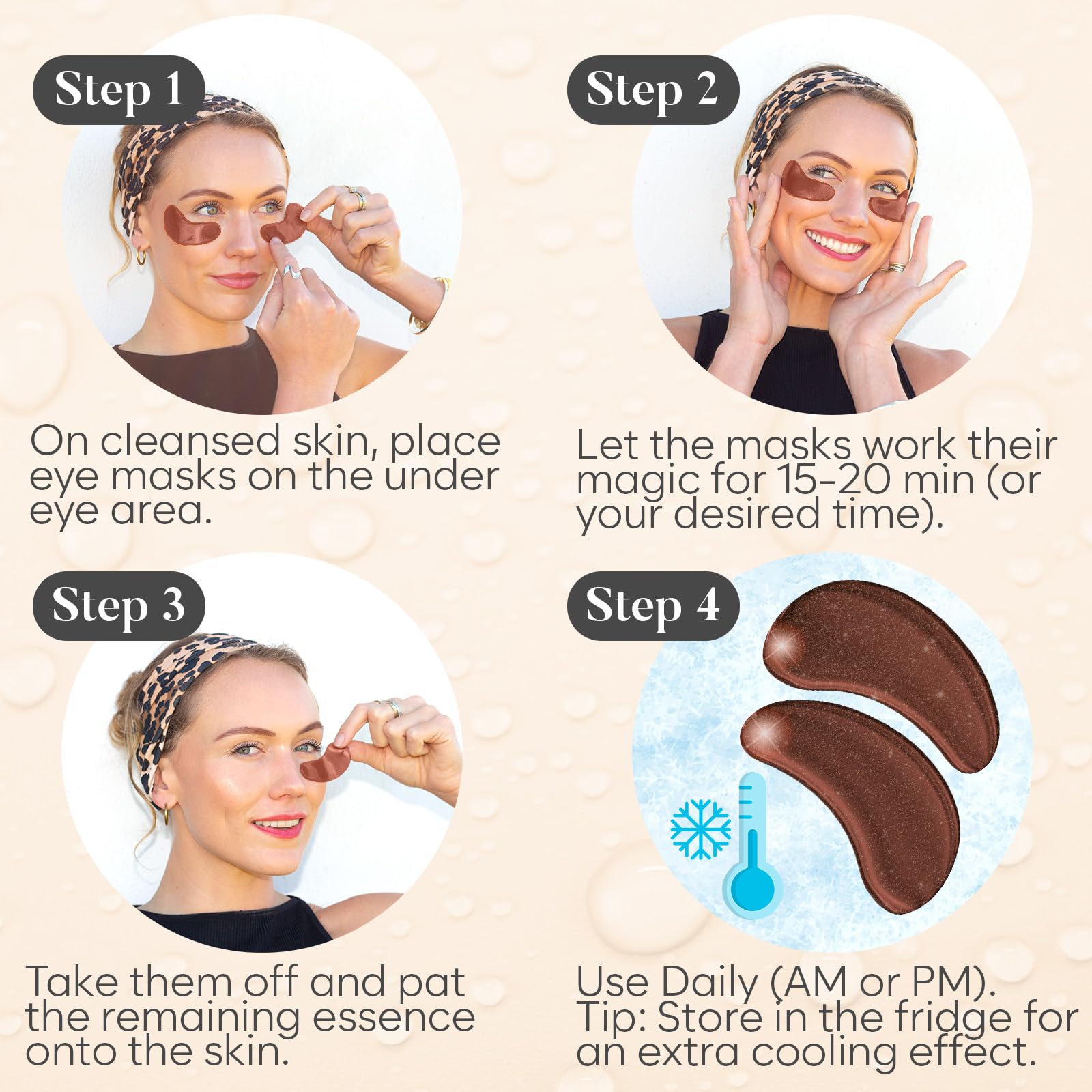 BLOOMORA hydrolyzed collagen eye patches help visibly plump the under-eye area.