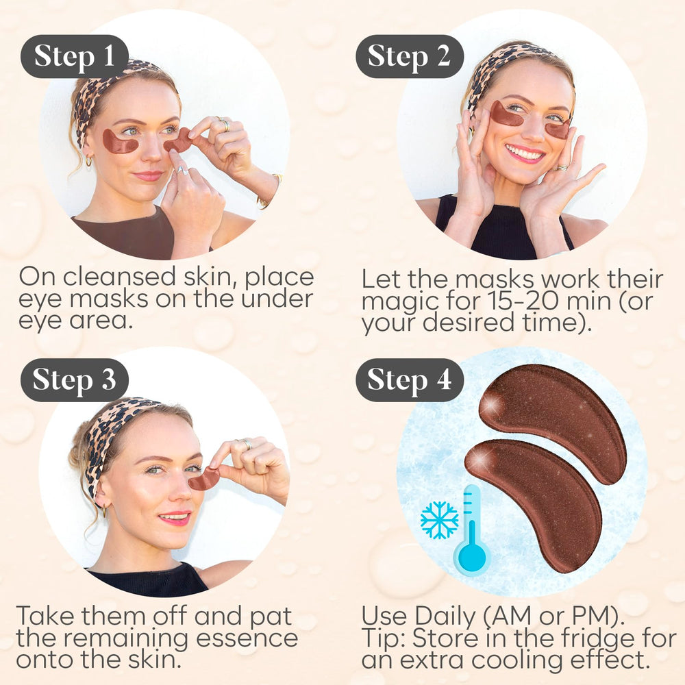 BLOOMORA hydrolyzed collagen eye patches help visibly plump the under-eye area.