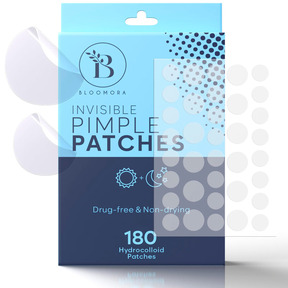 BLOOMORA invisible pimple patches box 180 count for discreet blemish protection.