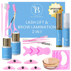 BLOOMORA Lash Lift Kit setup with all-in-one tools for at-home lash lift