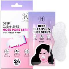 BLOOMORA Nose Strip on nose for deep cleanse and clearer pores.
