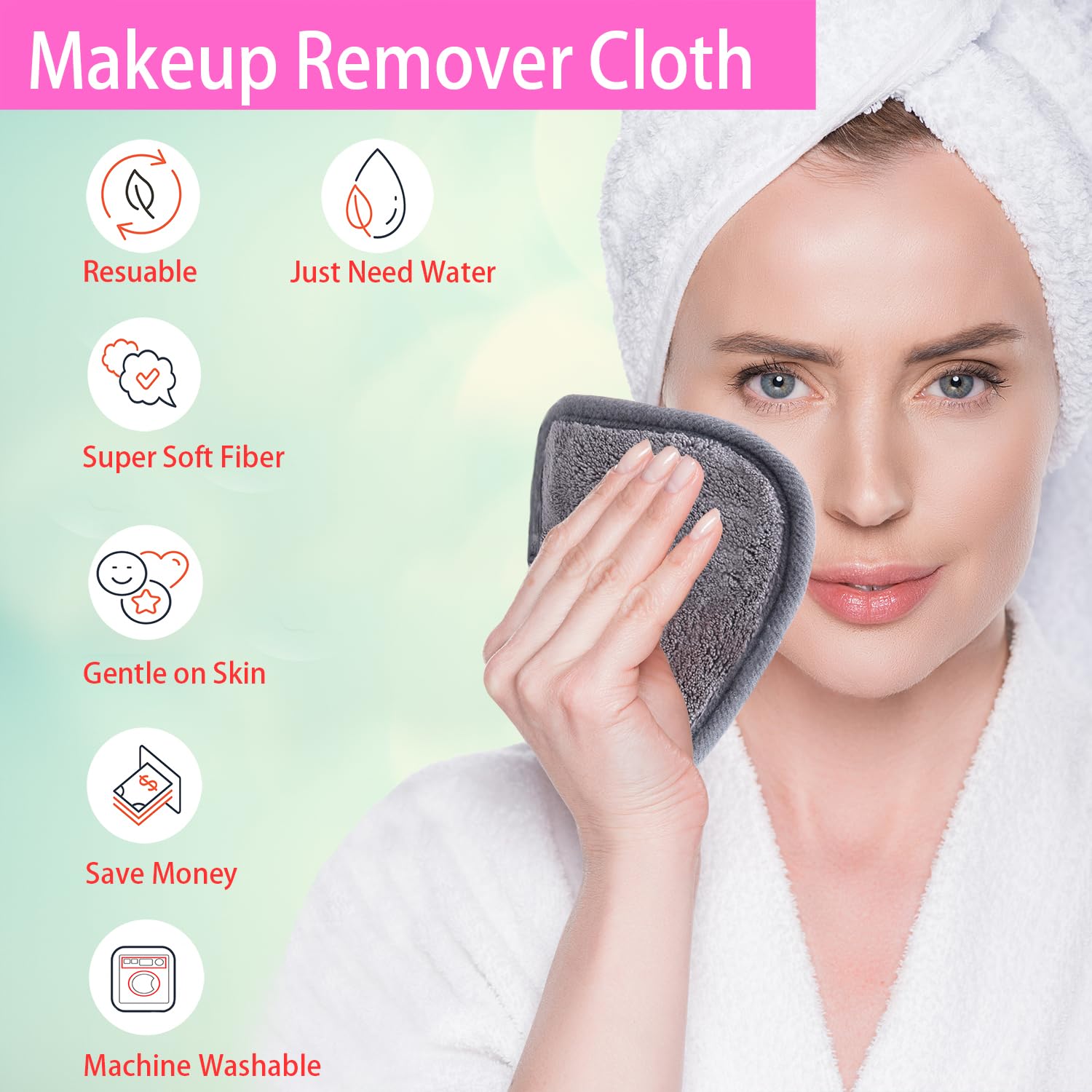 BloomSesame makeup remover cloth gray closeup—soft microfiber for sensitive skin