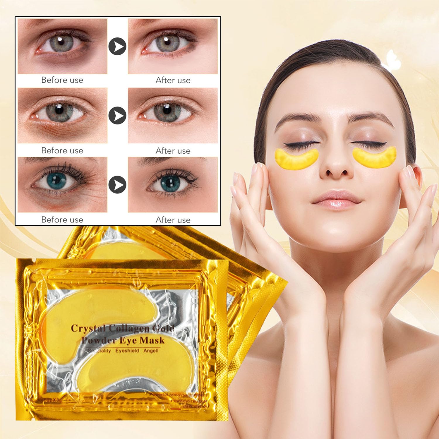 Blopuivo eye mask with gold patches close-up for luxe hydration