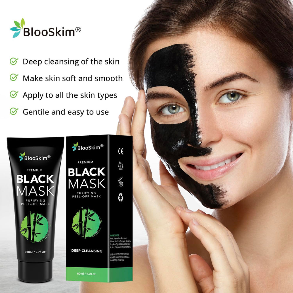Blooskim Blackhead Remover Mask application close-up shows even coverage.
